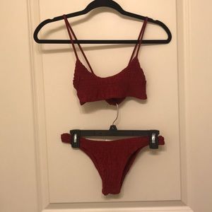 Burgundy Ruched Bikini